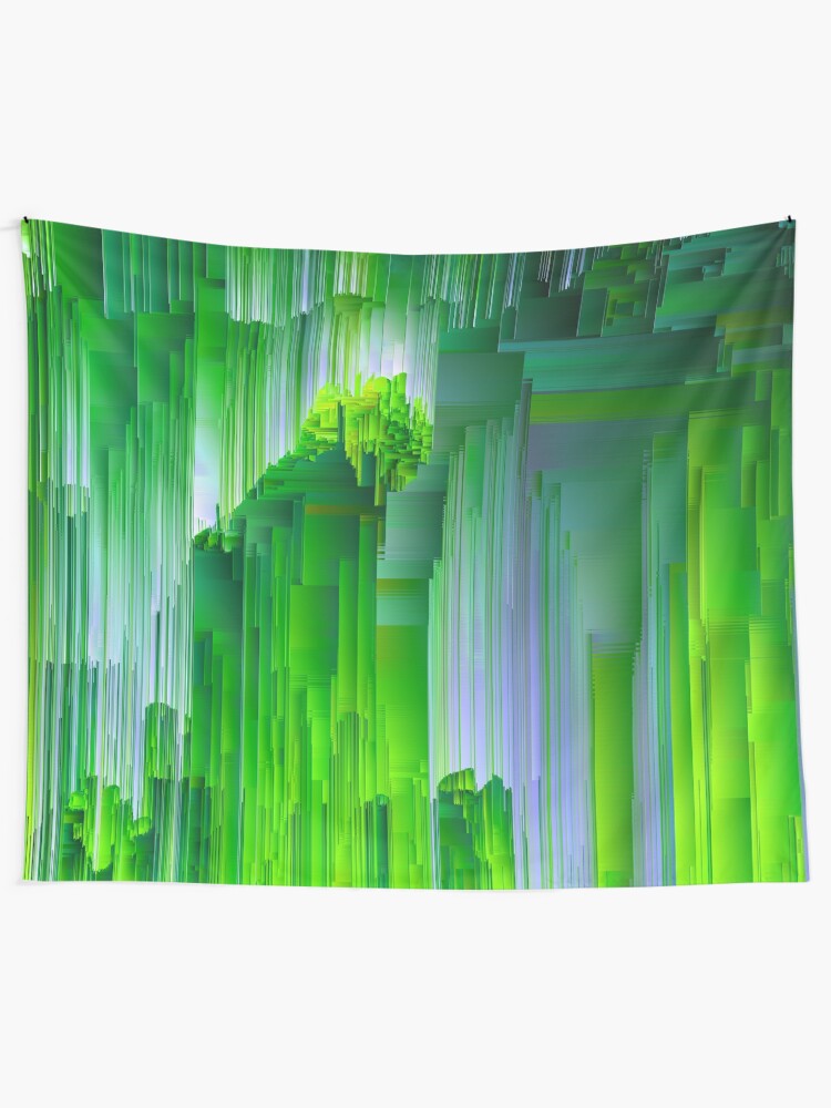 Alternate view of Nature Glitchin' - Abstract Pixel Art Tapestry