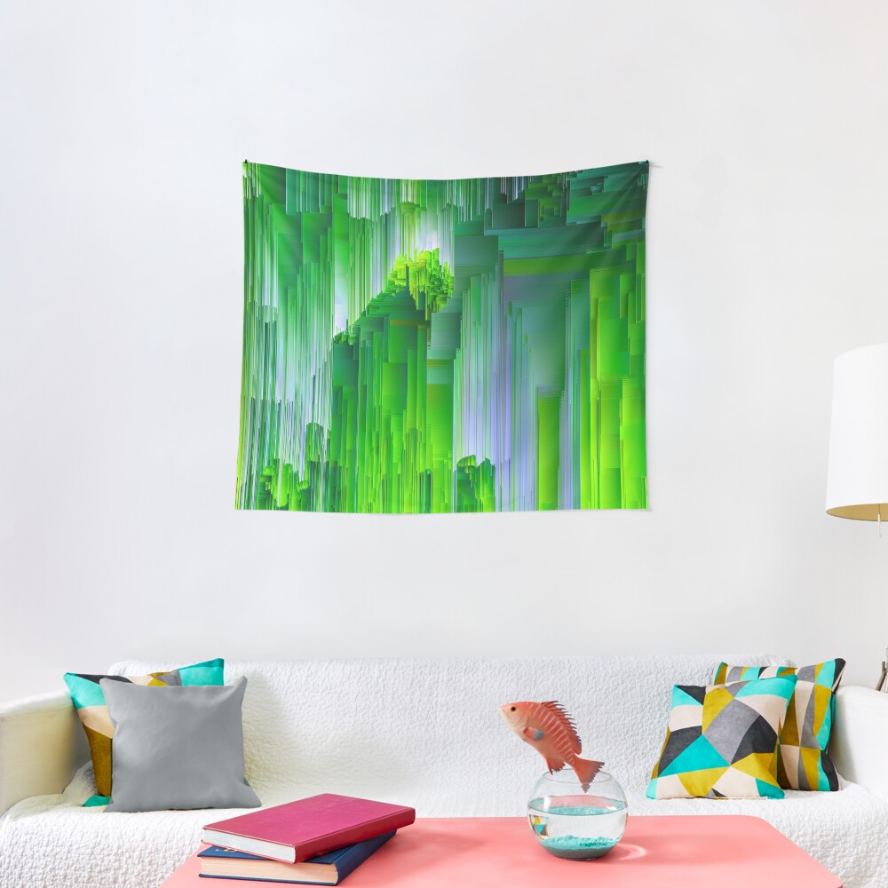 Nature Glitchin' - Abstract Pixel Art Tapestry
