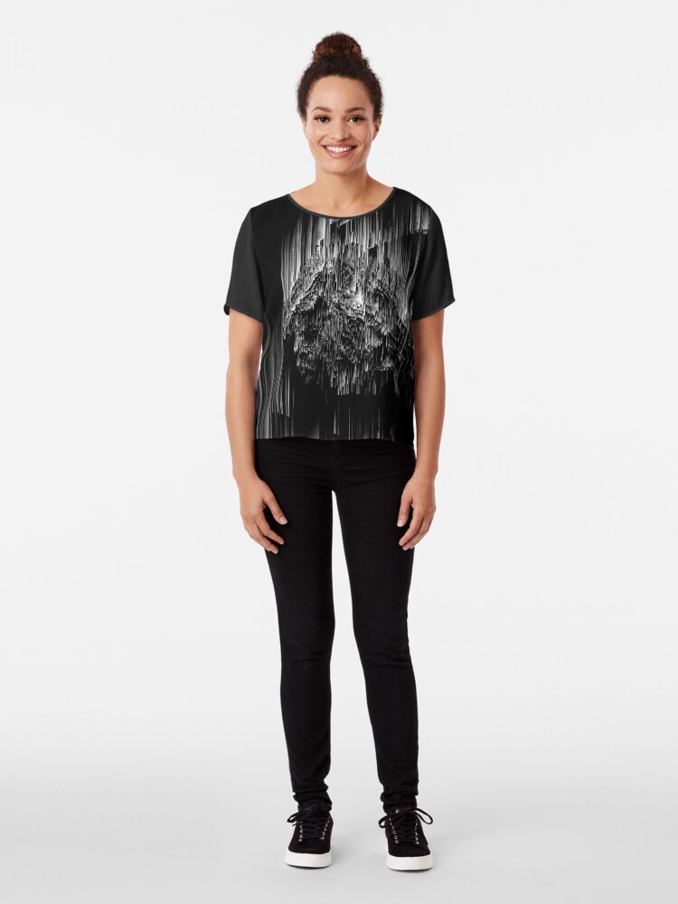 Alternate view of Night of the Glitches - Abstract Pixel Art Chiffon Top