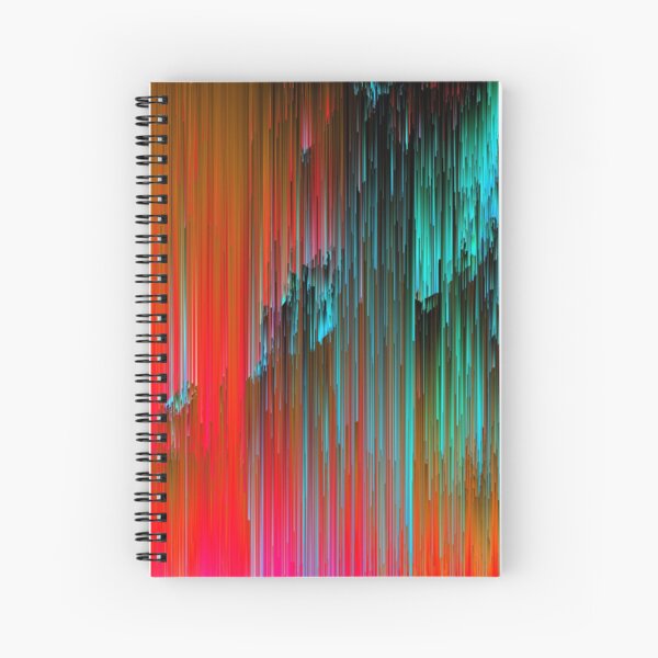 Nice Day for a Walk - Abstract Glitchy Pixel Art Spiral Notebook