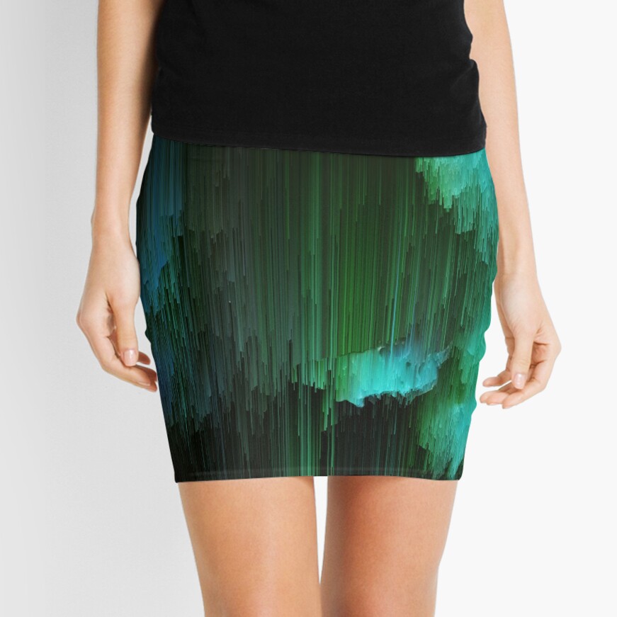 Aurora Borealis - Abstract Glitchy Pixel Art Mini Skirt