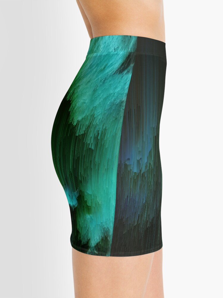 Alternate view of Aurora Borealis - Abstract Glitchy Pixel Art Mini Skirt