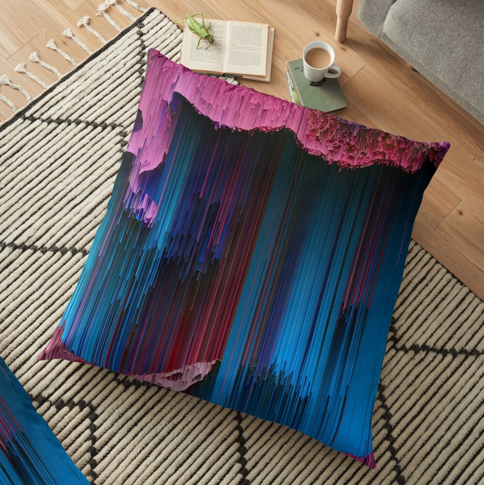Cotton Candy - Abstract Glitchy Pixel Art Floor Pillow