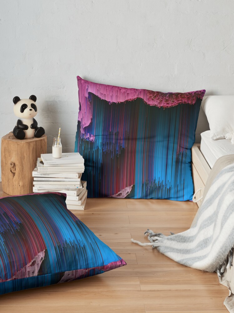 Alternate view of Cotton Candy - Abstract Glitchy Pixel Art Floor Pillow