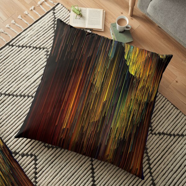 Spectrum Rain - Glitchy Abstract Pixel Art Floor Pillow