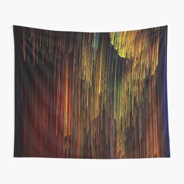 Spectrum Rain - Glitchy Abstract Pixel Art Tapestry