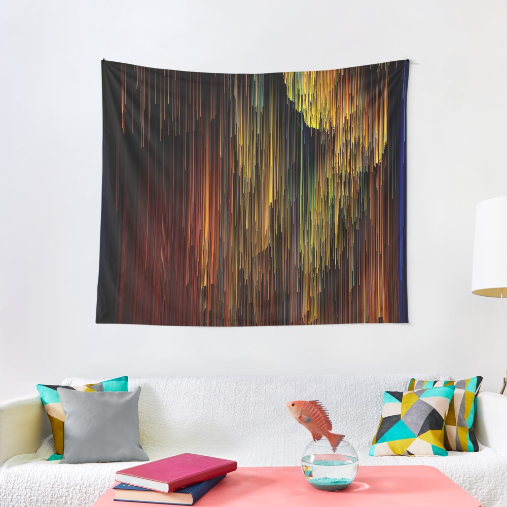 Spectrum Rain - Glitchy Abstract Pixel Art Tapestry