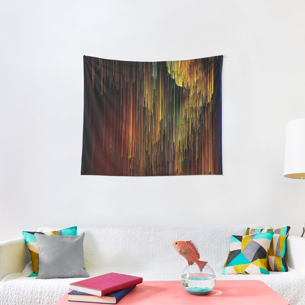 Spectrum Rain - Glitchy Abstract Pixel Art Tapestry