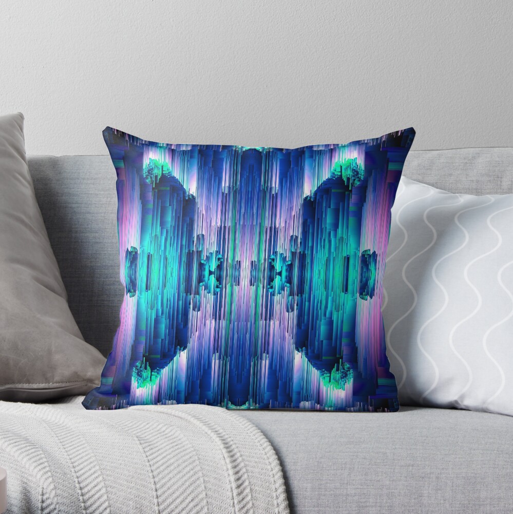 Cavernous Glitch - Abstract Pixel Art Throw Pillow
