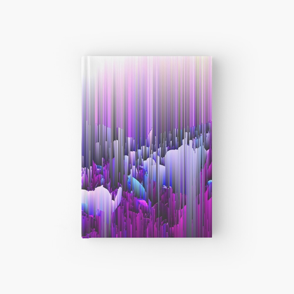 Rain of Lavender - Glitch Abstract Pixel Art Hardcover Journal