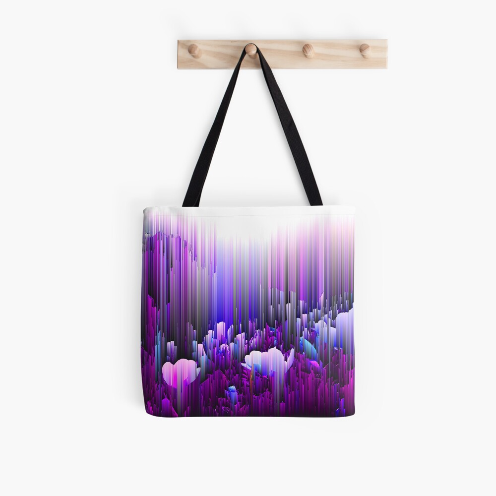 Rain of Lavender - Glitch Abstract Pixel Art Tote Bag