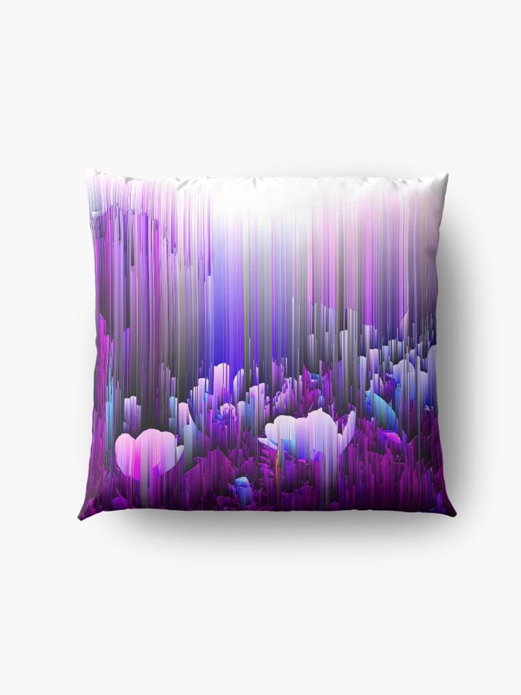 Alternate view of Rain of Lavender - Glitch Abstract Pixel Art Floor Pillow