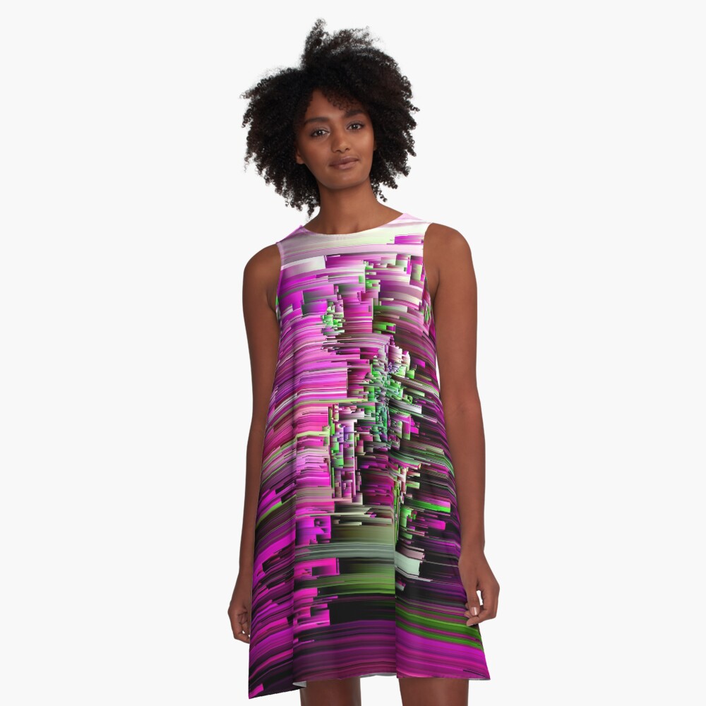 Glitchtastic - Abstract Pixel Art A-Line Dress