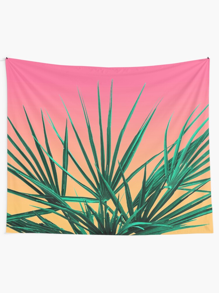 Alternate view of Vaporwave Palm Life - Miami Sunset Tapestry