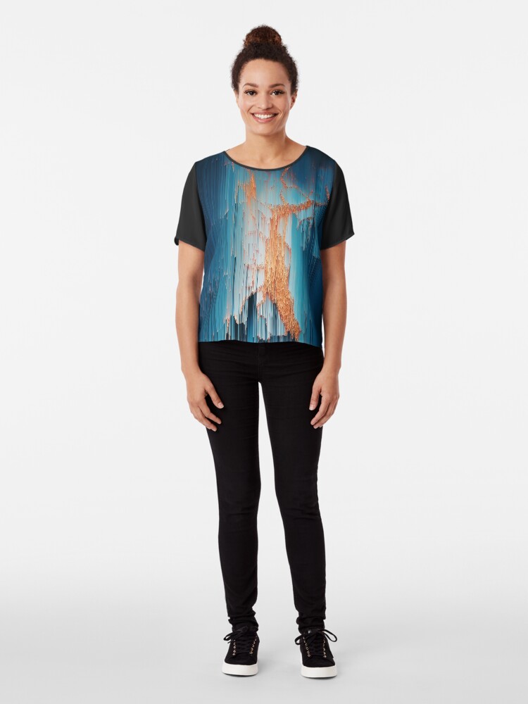 Alternate view of Glitch in the Dark - Abstract Pixel Art Chiffon Top
