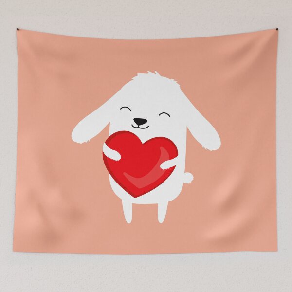 Item preview, Cute cartoon bunny rabbit holding heart designed and sold by ADHD.