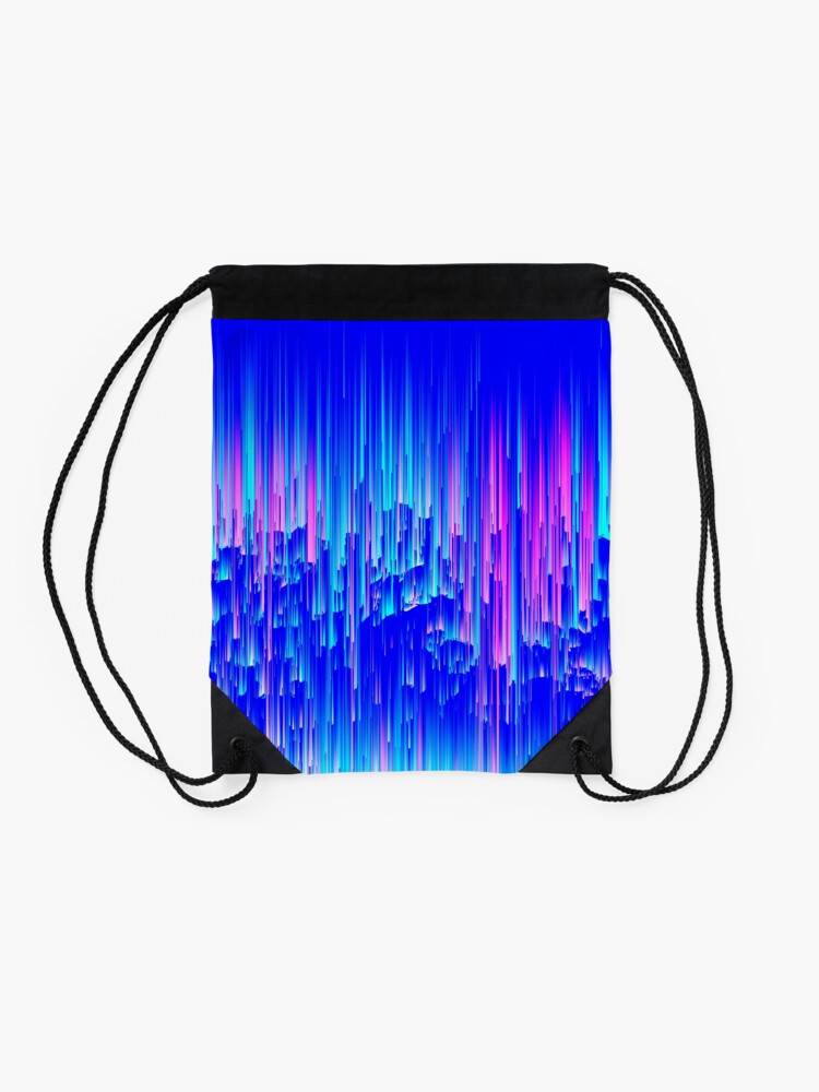 Alternate view of Neon Rain - Digital Abstract Drawstring Bag