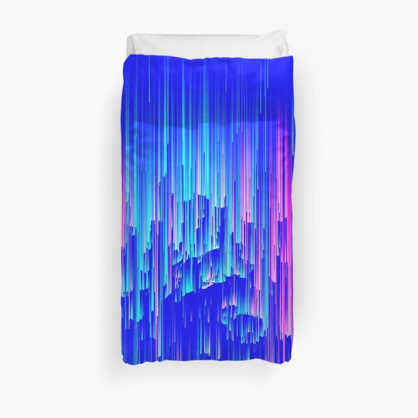 Neon Rain - Digital Abstract Duvet Cover