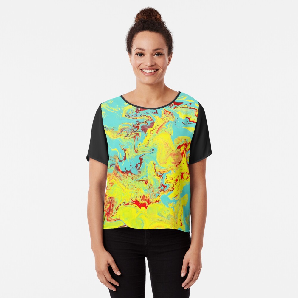 Splashing Down - An Abstract Piece Chiffon Top
