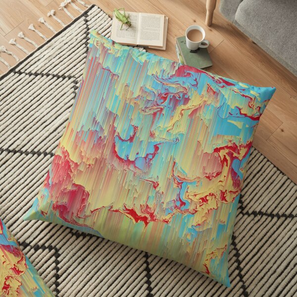Vivid Storm - An Abstract Glitch Piece Floor Pillow