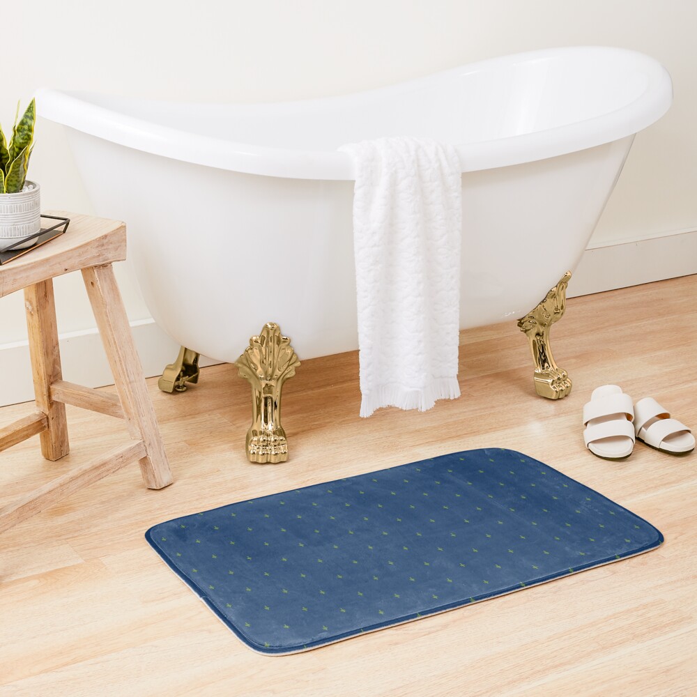 Succ It - Cute But Rude Cactus - Dark Blue - Tiled Bath Mat