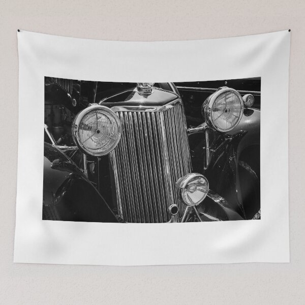 Item preview, A black and white image of the front of a black 1930s Armstrong Siddeley Special on display at a car show designed and sold by Graham Cornall.
