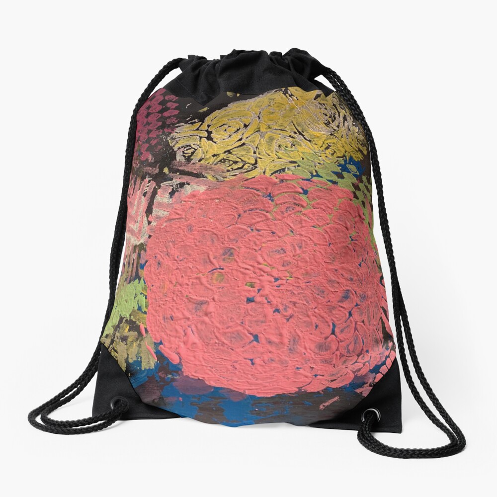 Coral Snowball Drawstring Bag