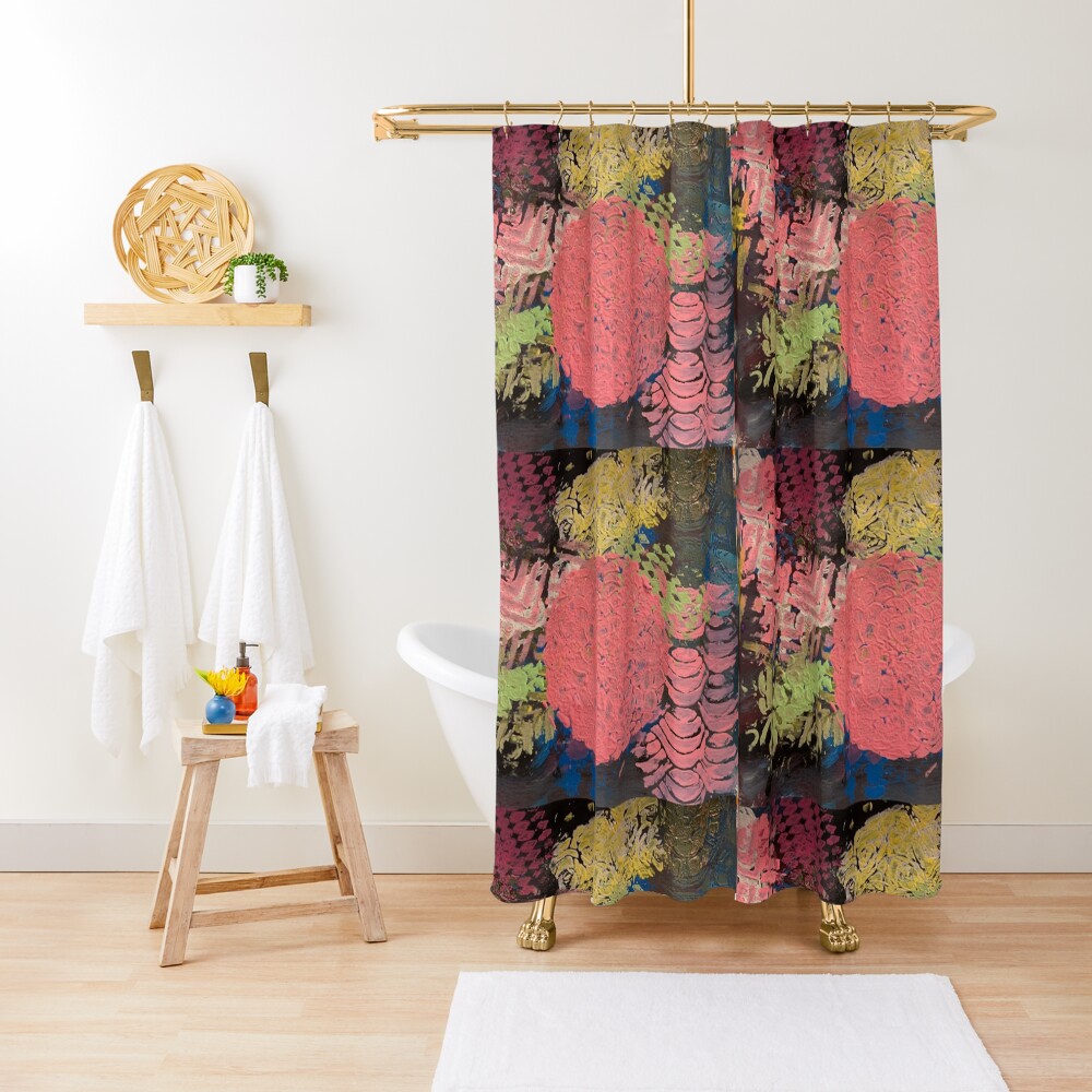 Coral Snowball Shower Curtain