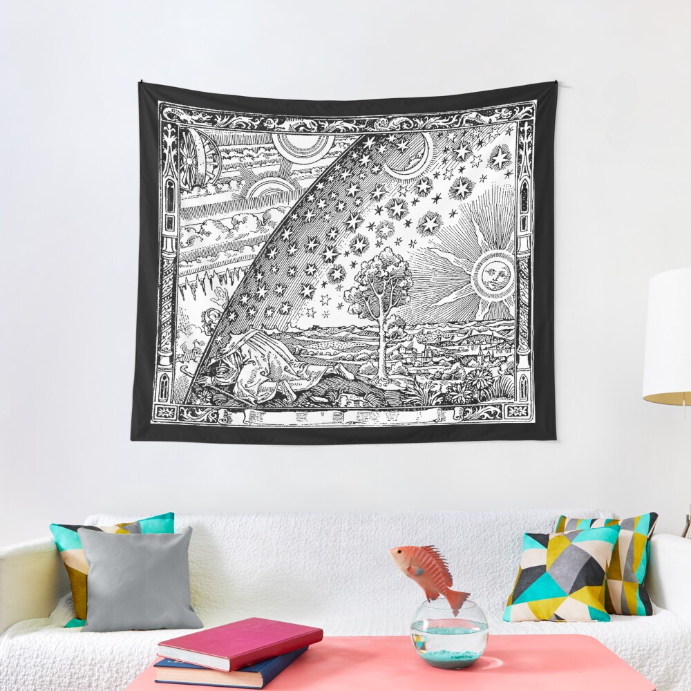 Cosmic Mystery. Flammarion wood engraving. Tapestry