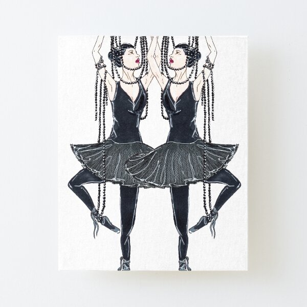 Schwarze Ballerina , Tänzerinnen mit Perlenkette, Zwanziger Jahre Aufgezogener Druck auf Leinwandkarton
