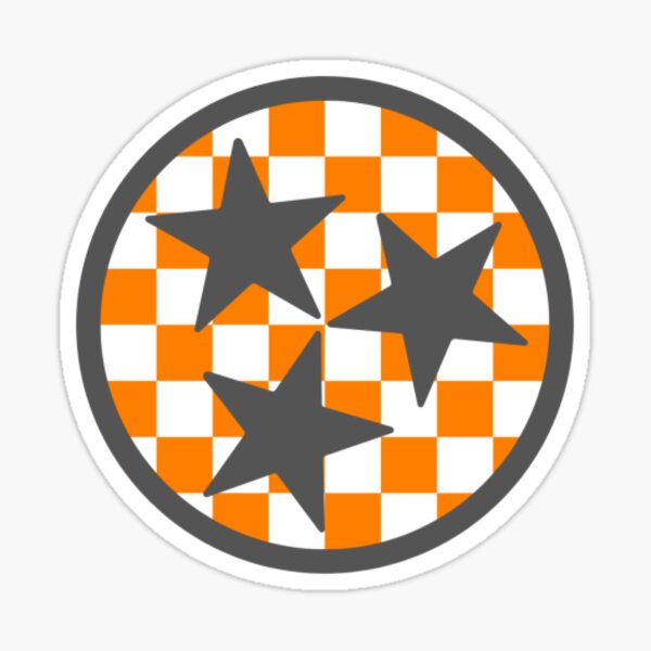Orange & White Checkerboard Tri-Star Sticker