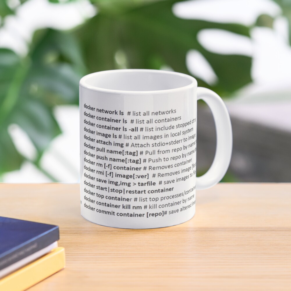 "The Docker Commands Cheat Sheet." Coffee Mug by kbhusain Redbubble