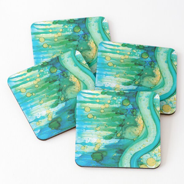 Item preview, Blue, Green, and Yellow Abstract: Original Alcohol Ink Painting designed and sold by herzart.