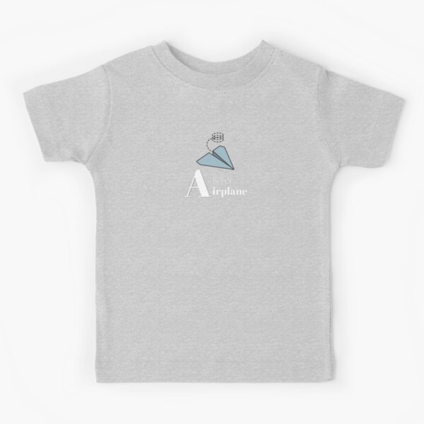 A is for Airplane, Alphabet Shirt with Origami Airplane Kids T-Shirt