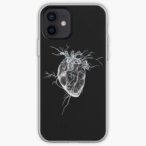 Heart Human Anatomy en blanco y negro Funda blanda para iPhone