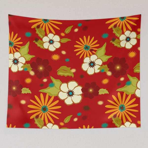 Item preview, RETRO Paprika Floral designed and sold by ZENDYtechSTYLE.