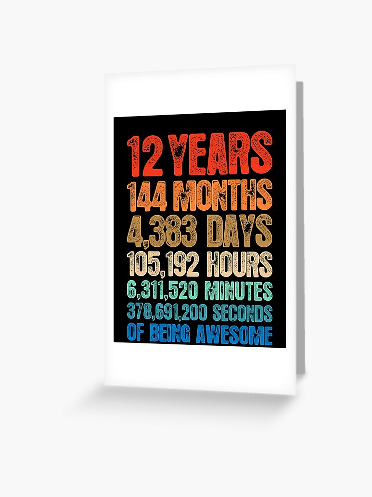 Carte De Vœux 12 Ans 12e Anniversaire Retro Vintage 12 Cadeau D Anniversaire Par Brvart Redbubble