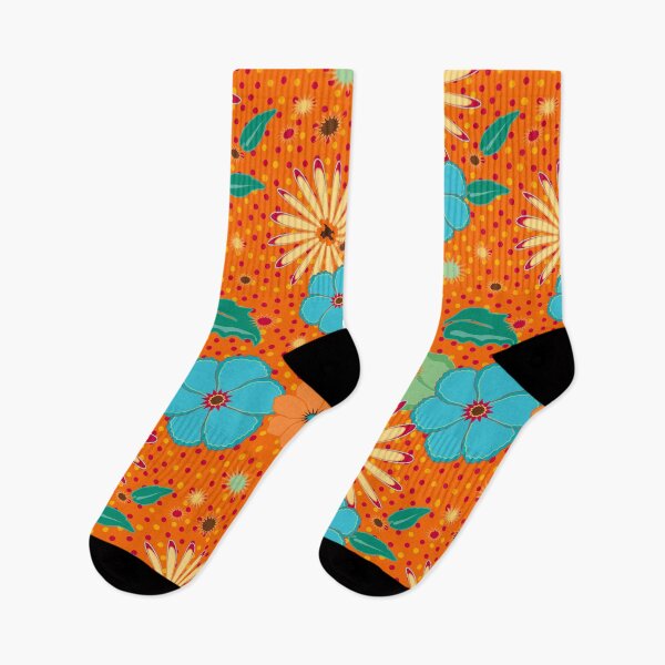 Item preview, RETRO Persimmon Dotted Floral designed and sold by ZENDYtechSTYLE.