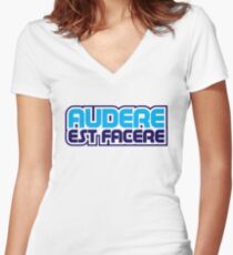 Spurs Latin Motto T-shirt Yellow Women's Fitted V-Neck T-Shirt