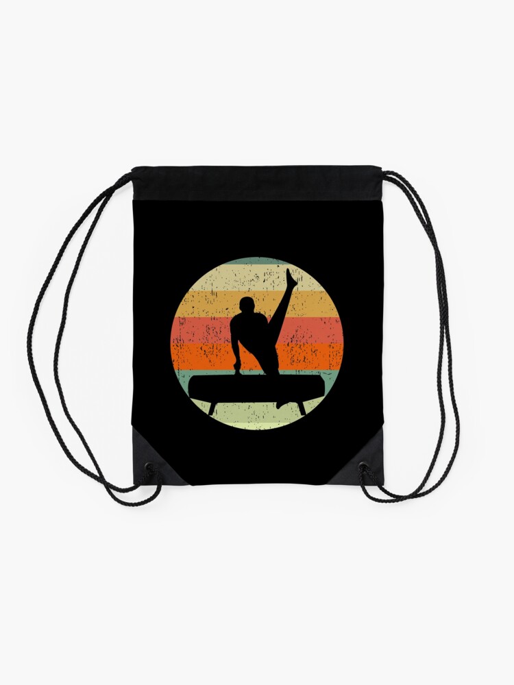 Alternate view of Male Gymnast Sunset Pommel Horse Mens Gymnastics Drawstring Bag