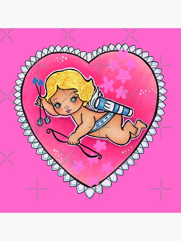 Vintage 1950s Kitschy Sewing Girl Valentine's Day Card Digital