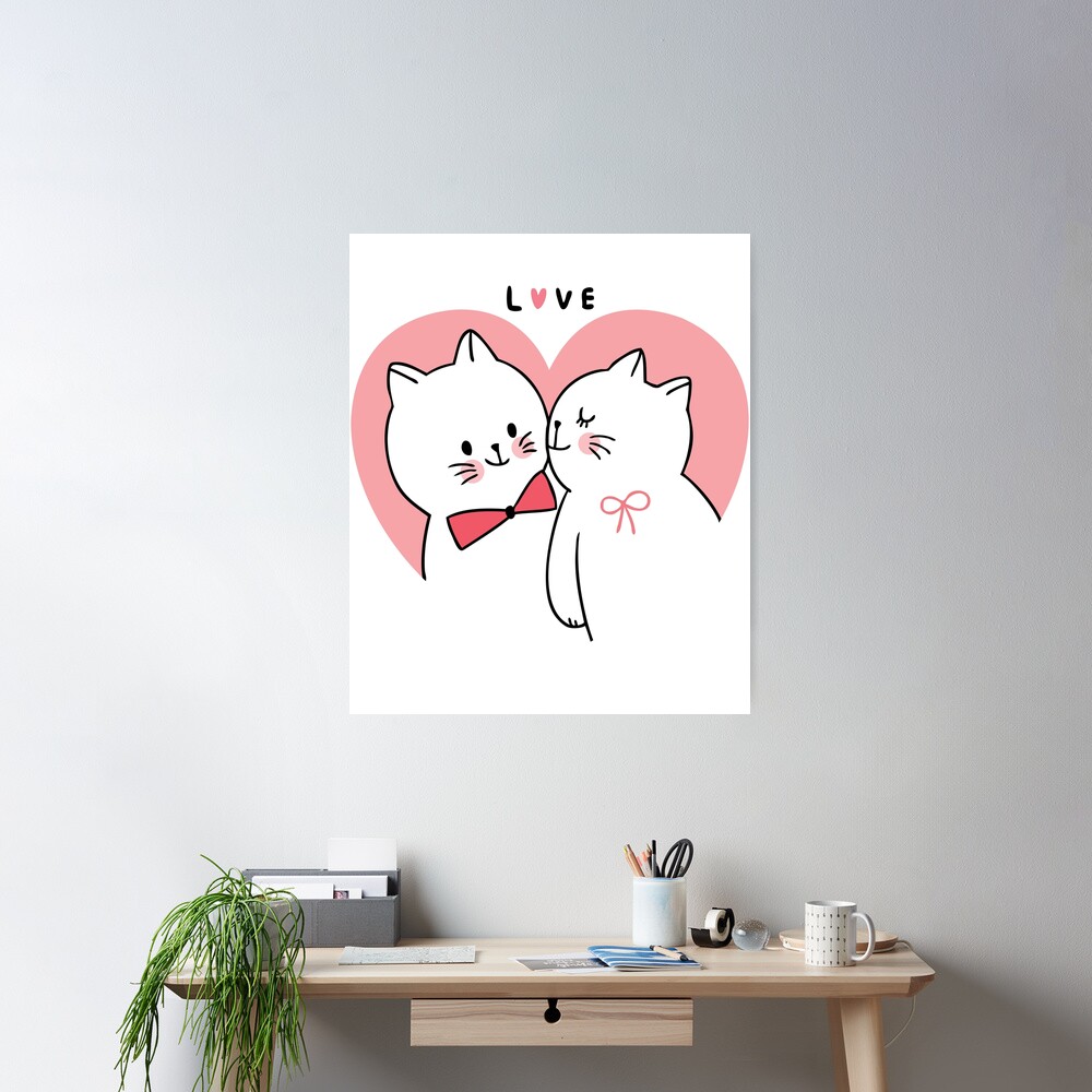 The Cats are Kissing. Icon for the Day of Lovers Stock