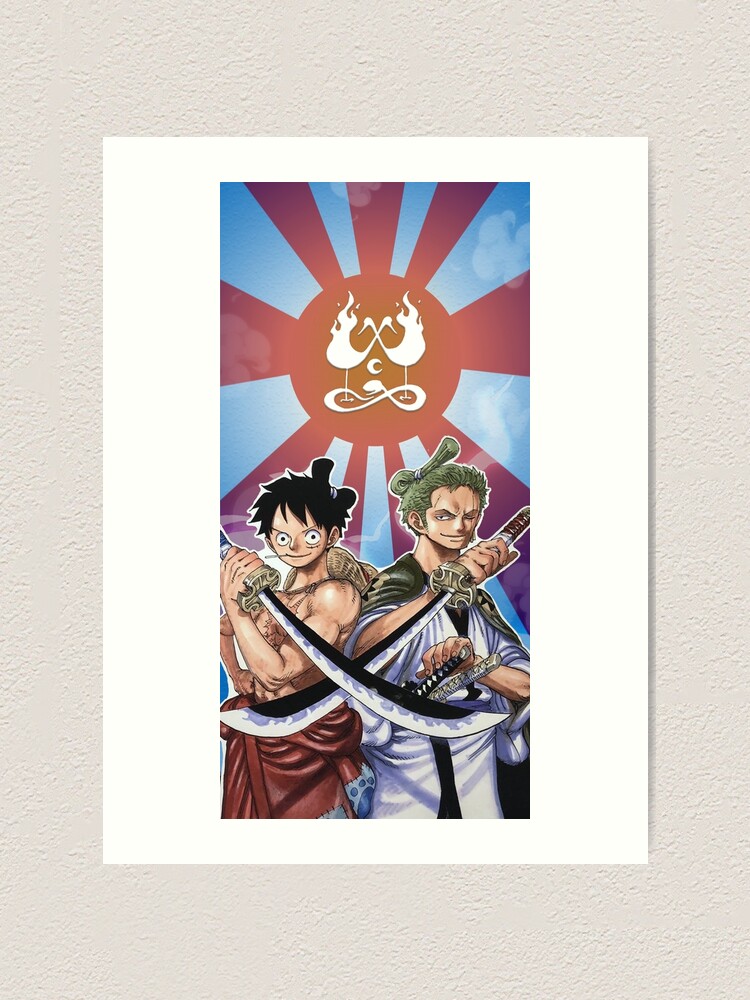 luffy and zoro in wano kuni art print by prxphecy redbubble redbubble