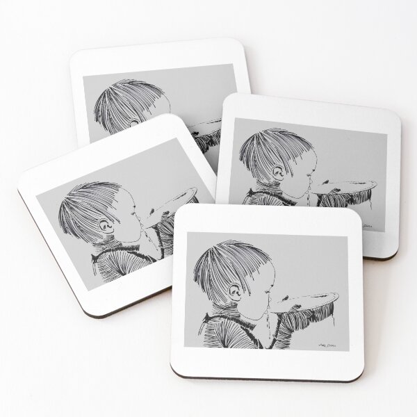 Item preview, Child Drinking Water By Artguru 0635, 28 X 22, - Ink On Paper designed and sold by Art Guru.