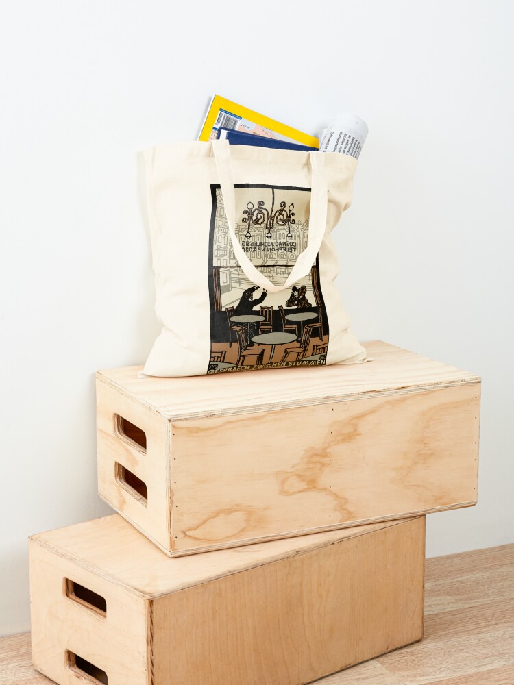 Alternate view of Two gesticulating men, in and in front of a Viennese coffee house, Art Nouveau, Tote Bag