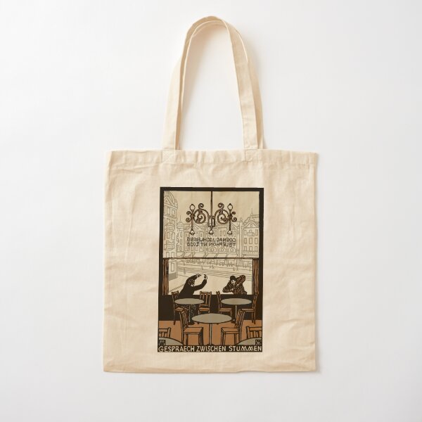 Two gesticulating men, in and in front of a Viennese coffee house, Art Nouveau, Cotton Tote Bag