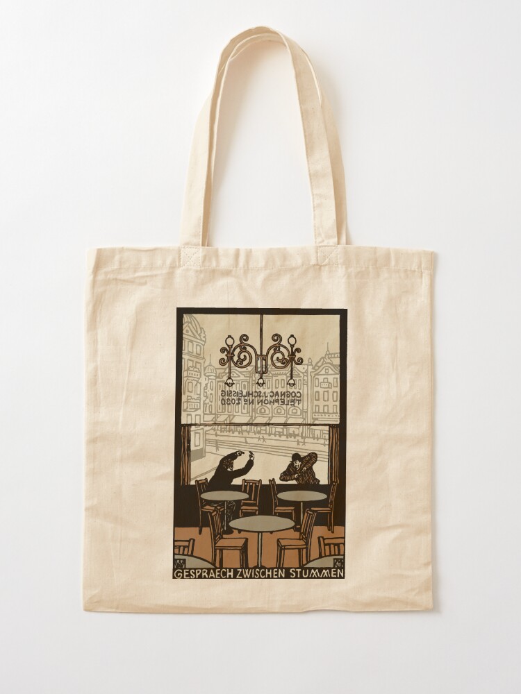 Alternate view of Two gesticulating men, in and in front of a Viennese coffee house, Art Nouveau, Tote Bag