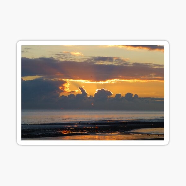 Sun Rays Orange Sunset by the Coast Sticker