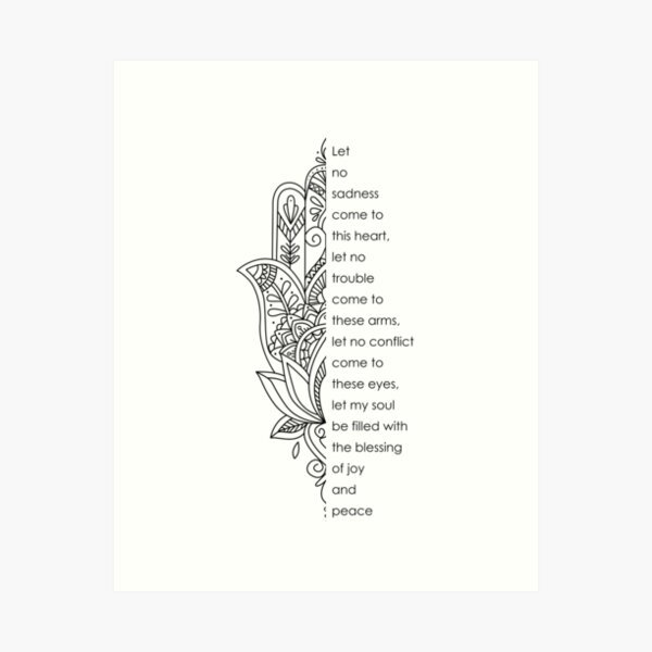 Item preview, Fatima hand with the Prayer (crisp, black drawing) designed and sold by FK-UK.