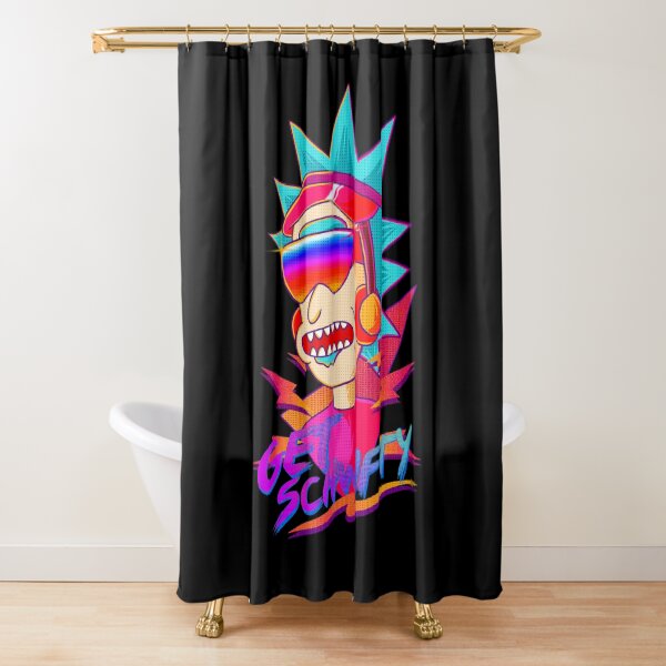 get schwifty Rick and Morty retro Shower Curtain